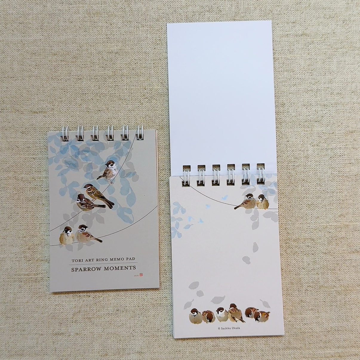 ミニリングメモ とりアート 雀のつどい