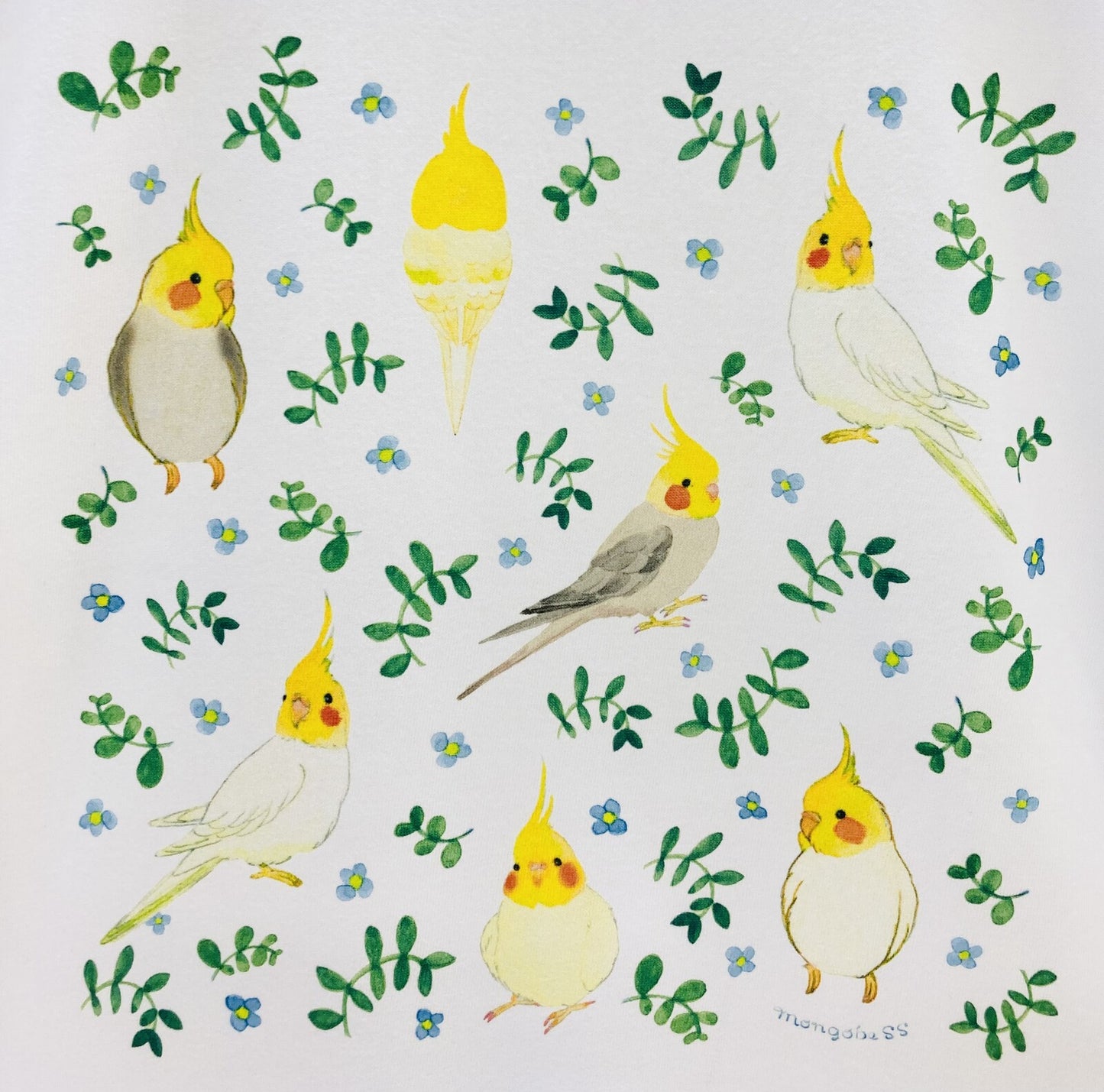 ビッグTシャツ ボタニカルシリーズ オカメインコ 受注製作 送料無料 クーポン利用不可