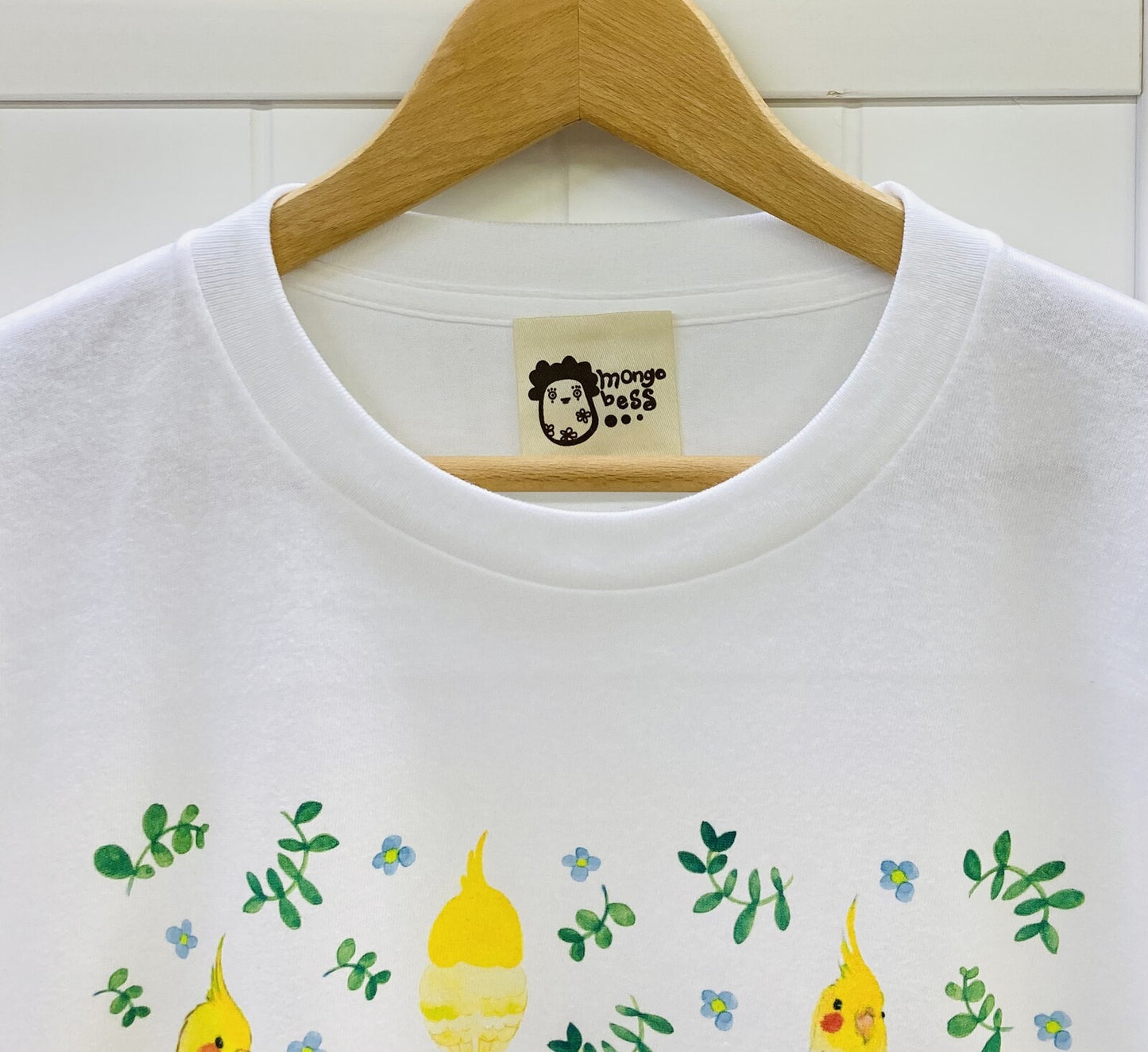 ビッグTシャツ ボタニカルシリーズ オカメインコ 受注製作 送料無料 クーポン利用不可