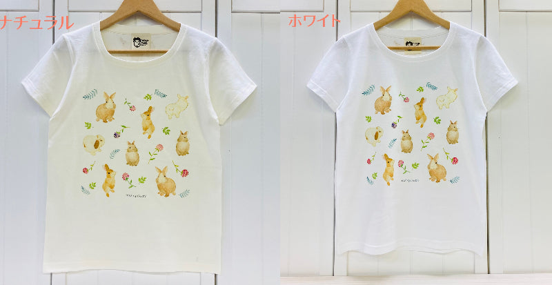 レディースTシャツ クレマチスとセキセイ セキセイインコ 受注製作 送料無料 クーポン利用不可