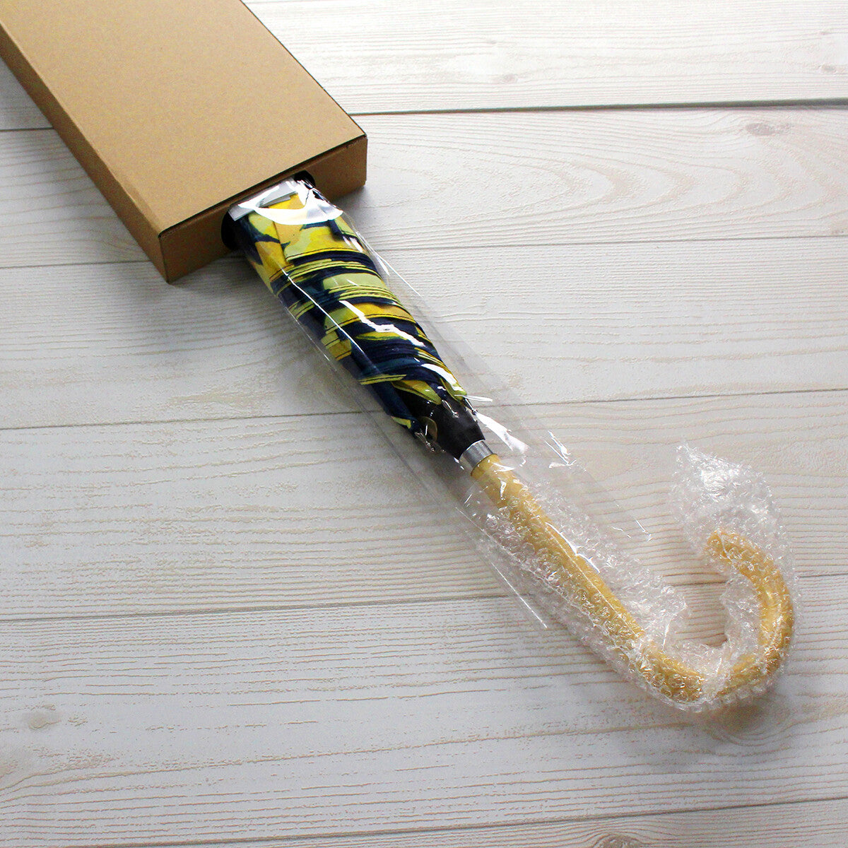 シマエナガ柄の長傘 雨傘 スマートジャンプ