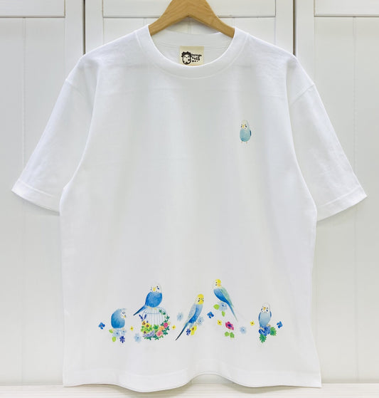 ビッグTシャツ ラウンドセキセイ セキセイインコ 受注製作 送料無料 クーポン利用不可