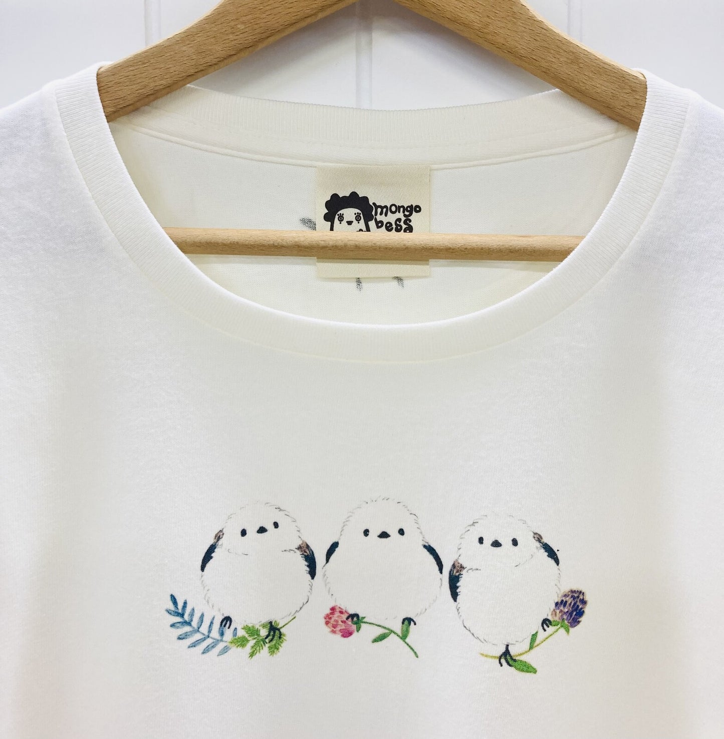 レディースTシャツ シマエナガ3羽 受注製作 送料無料 クーポン利用不可