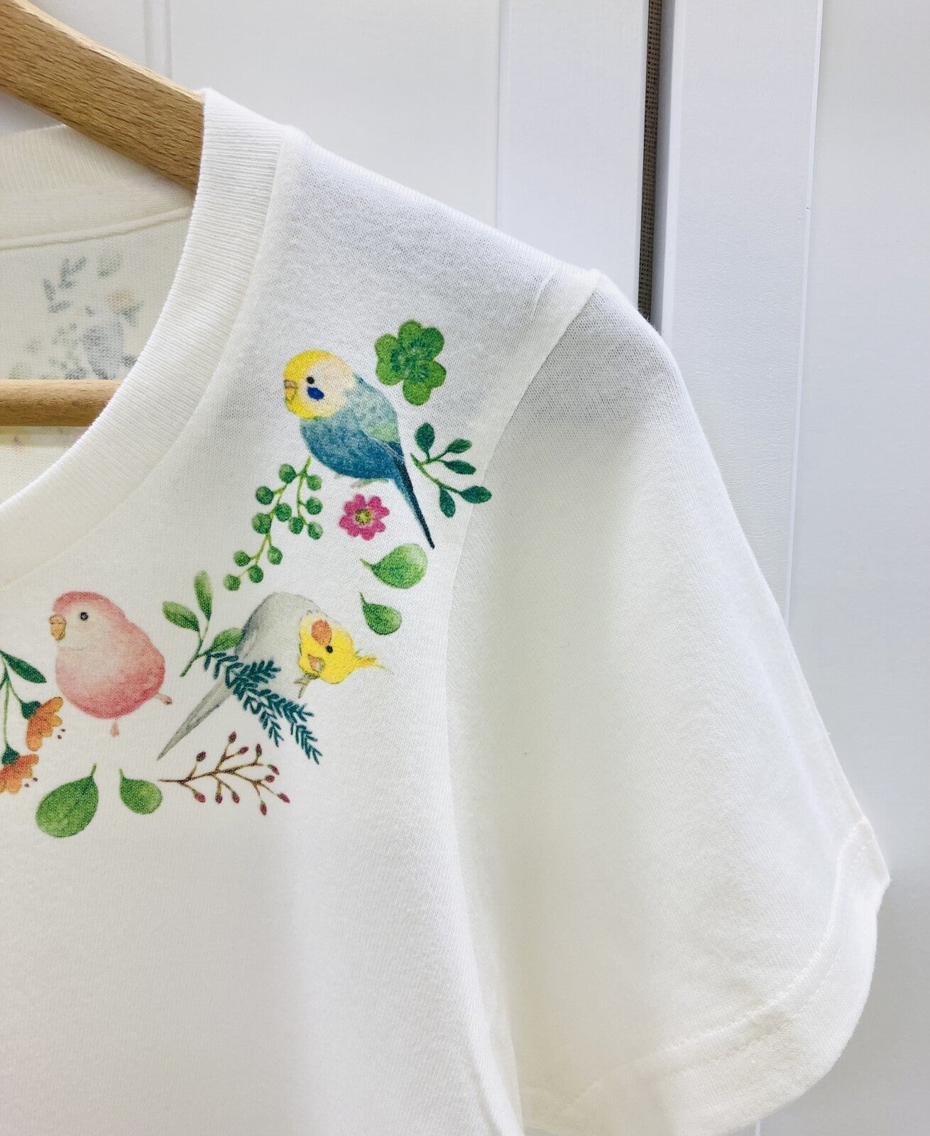 レディースTシャツ 小鳥のリース 受注製作 送料無料 クーポン利用不可