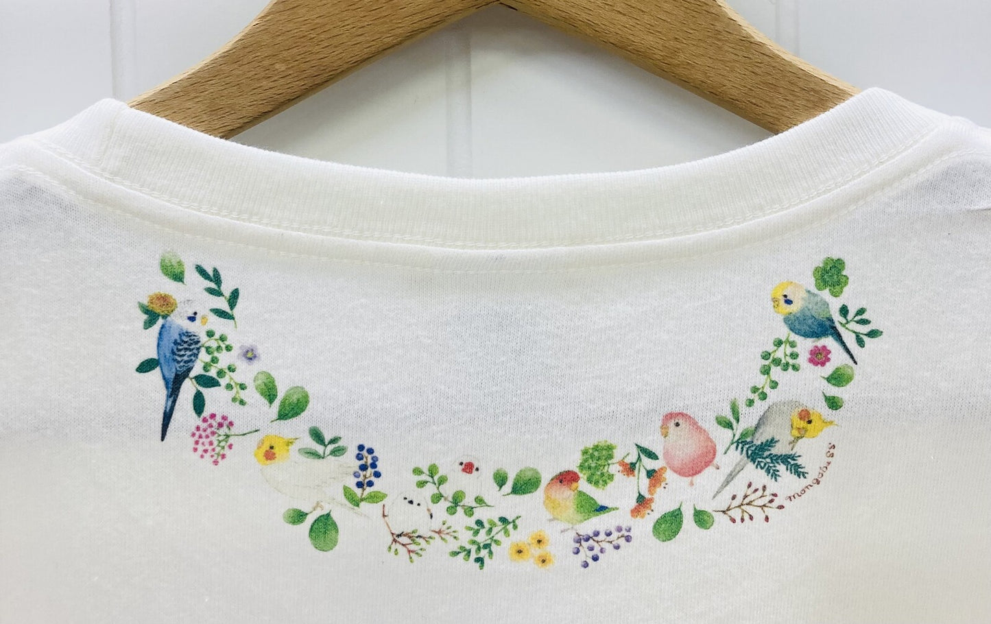 レディースTシャツ 小鳥のリース 受注製作 送料無料 クーポン利用不可