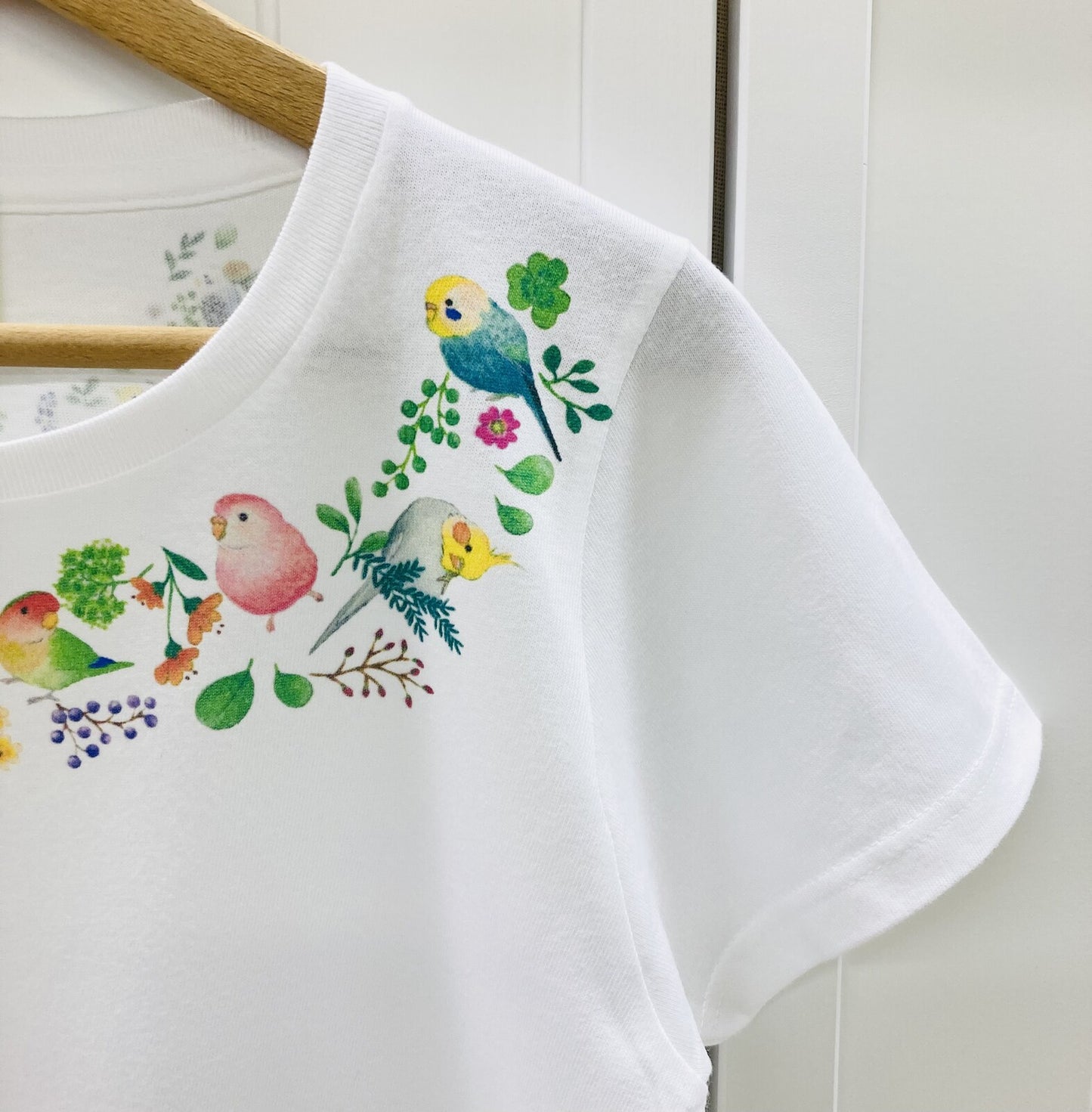 レディースTシャツ 小鳥のリース 受注製作 送料無料 クーポン利用不可