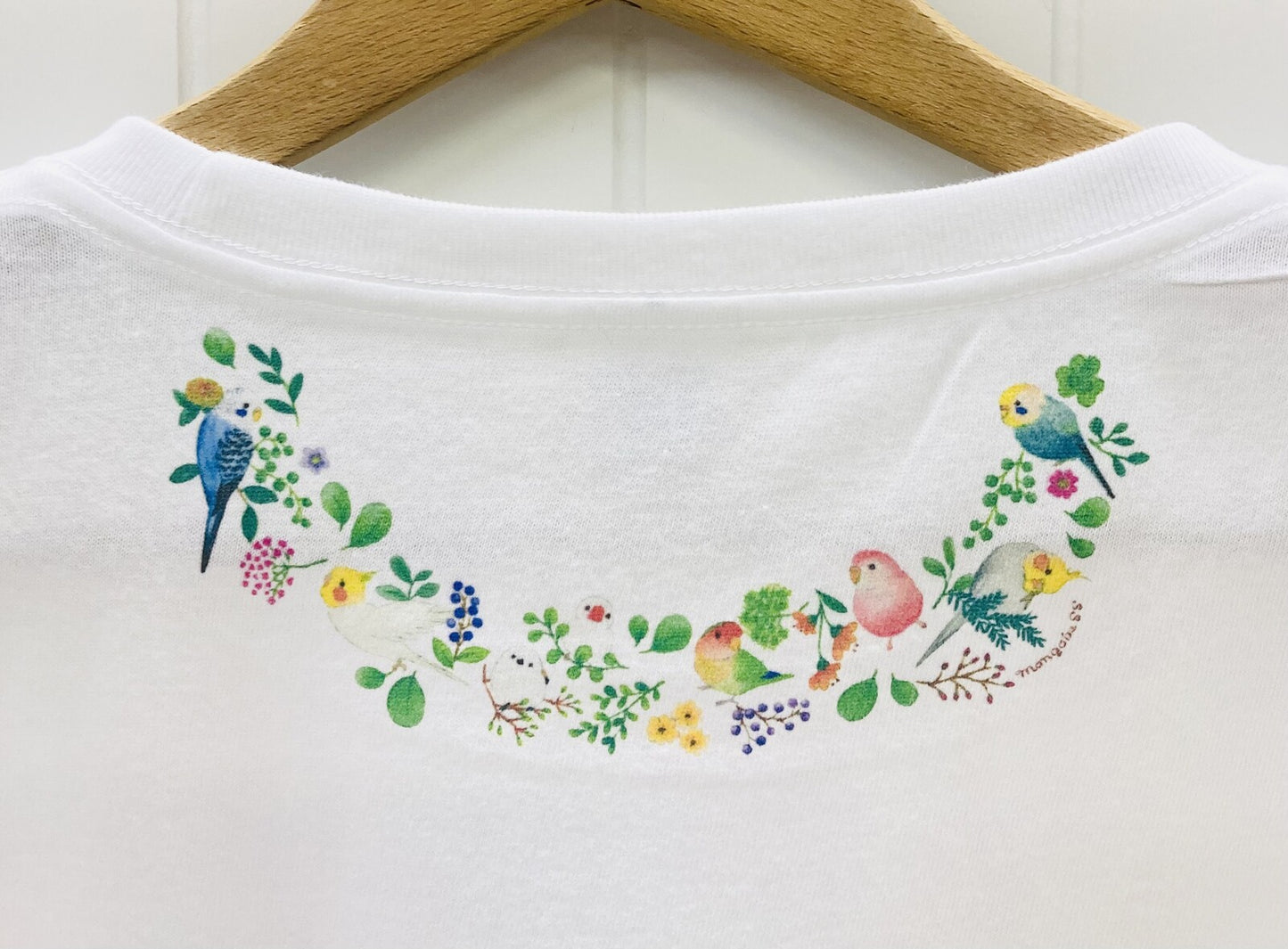 レディースTシャツ 小鳥のリース 受注製作 送料無料 クーポン利用不可