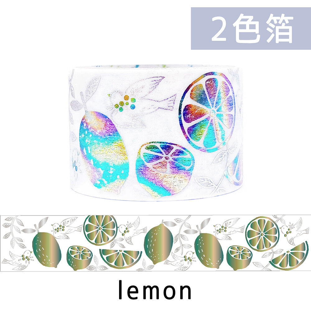 きらぴかマスキングテープ 星アカリ lemontと鳥 27mm幅 2色箔