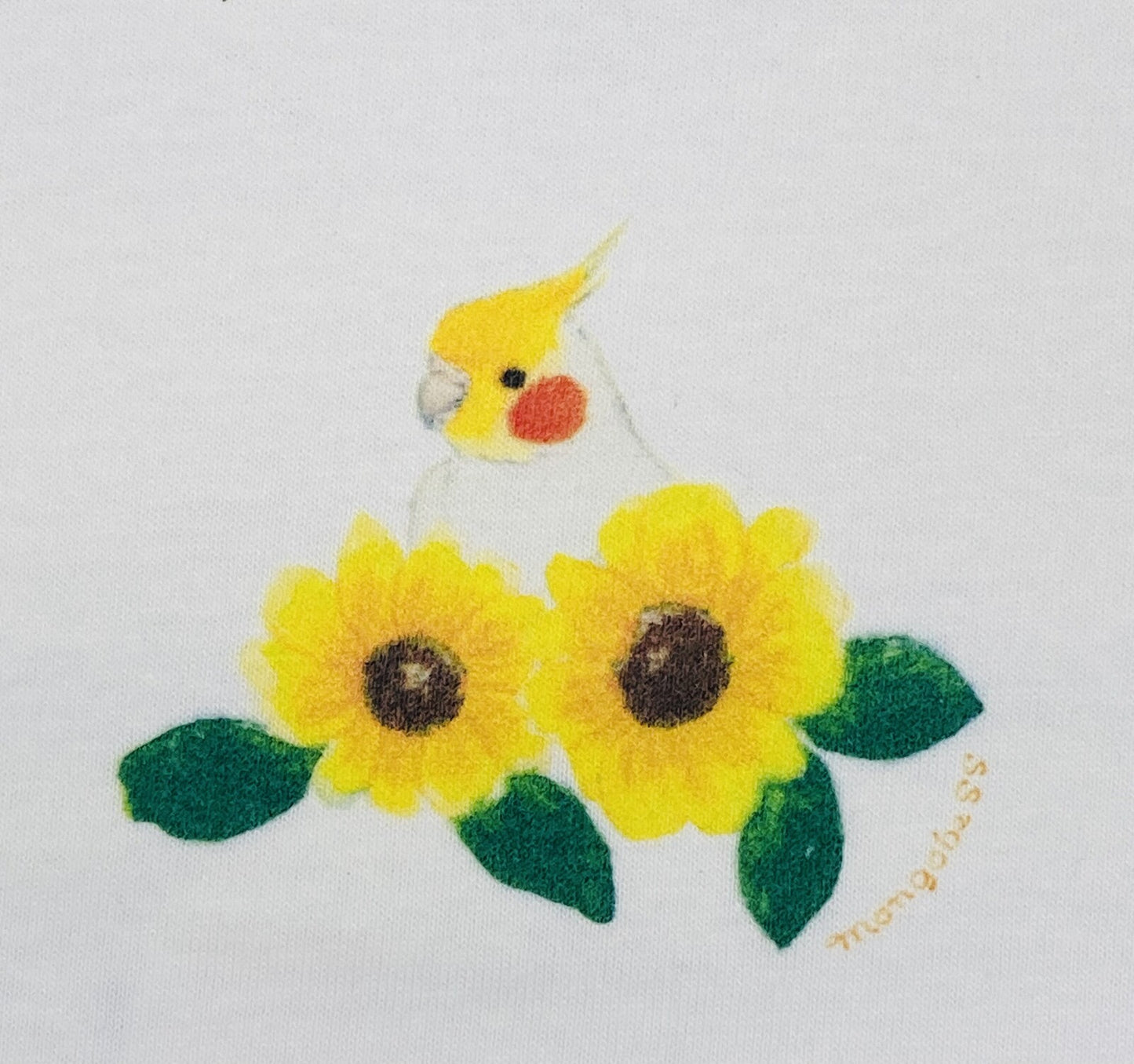 レディースTシャツ 向日葵とオカメ オカメインコ 受注製作 送料無料 クーポン利用不可