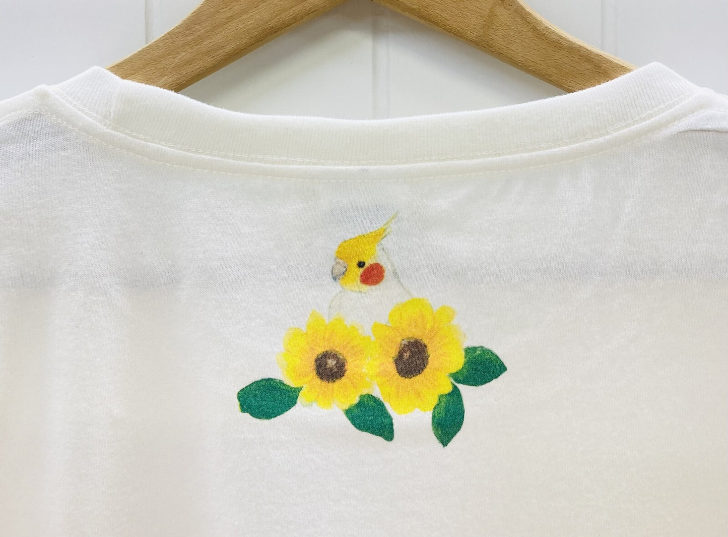 レディースTシャツ 向日葵とオカメ オカメインコ 受注製作 送料無料 クーポン利用不可