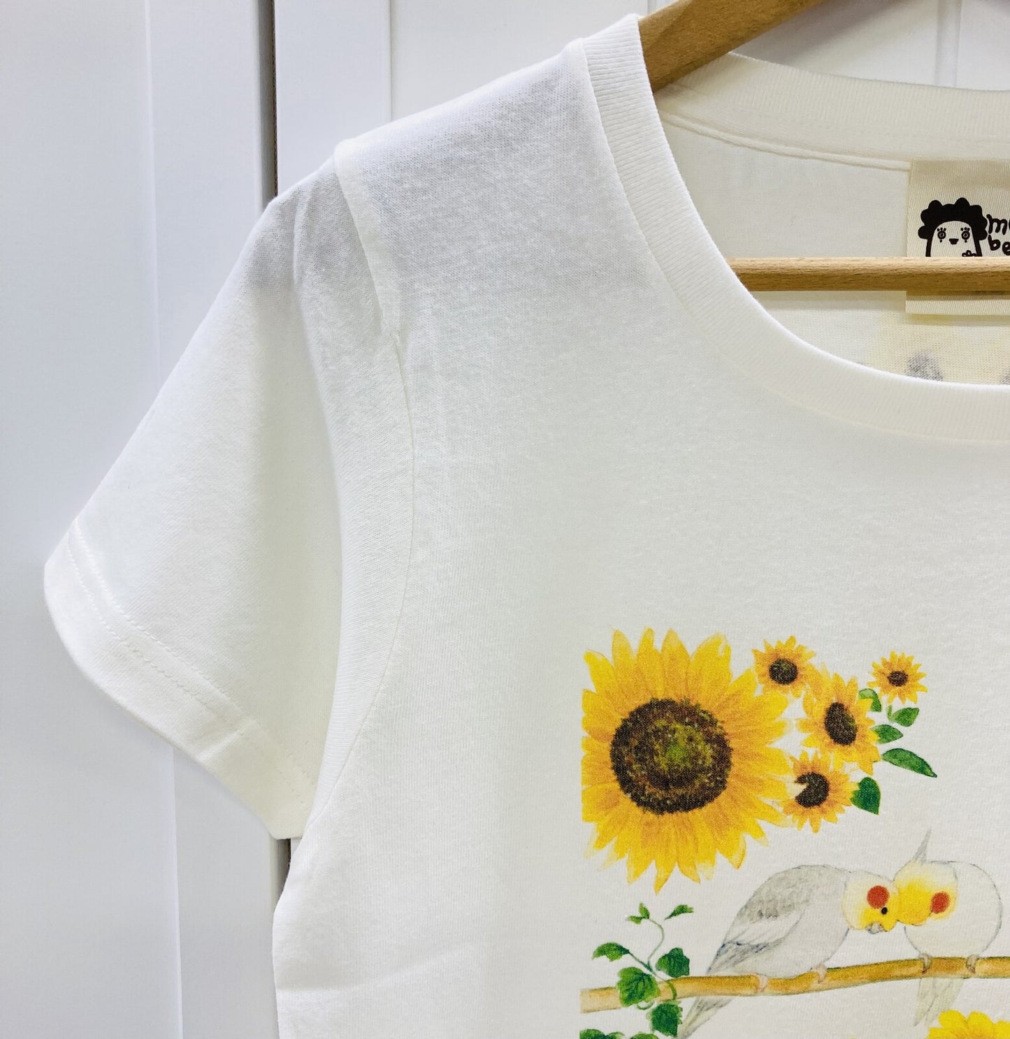 レディースTシャツ 向日葵とオカメ オカメインコ 受注製作 送料無料 クーポン利用不可