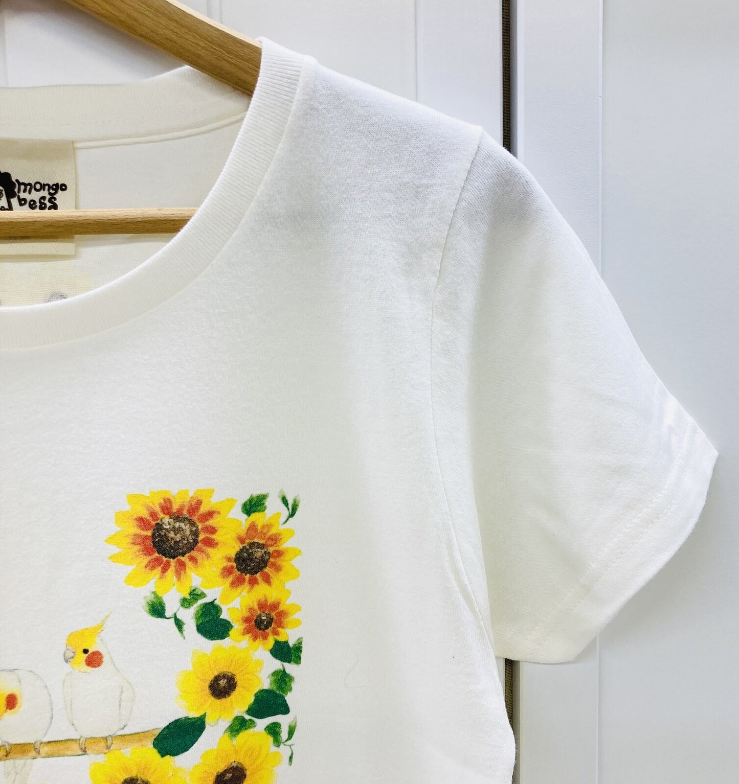 レディースTシャツ 向日葵とオカメ オカメインコ 受注製作 送料無料 クーポン利用不可