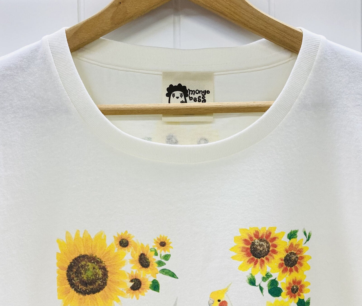 レディースTシャツ 向日葵とオカメ オカメインコ 受注製作 送料無料 クーポン利用不可