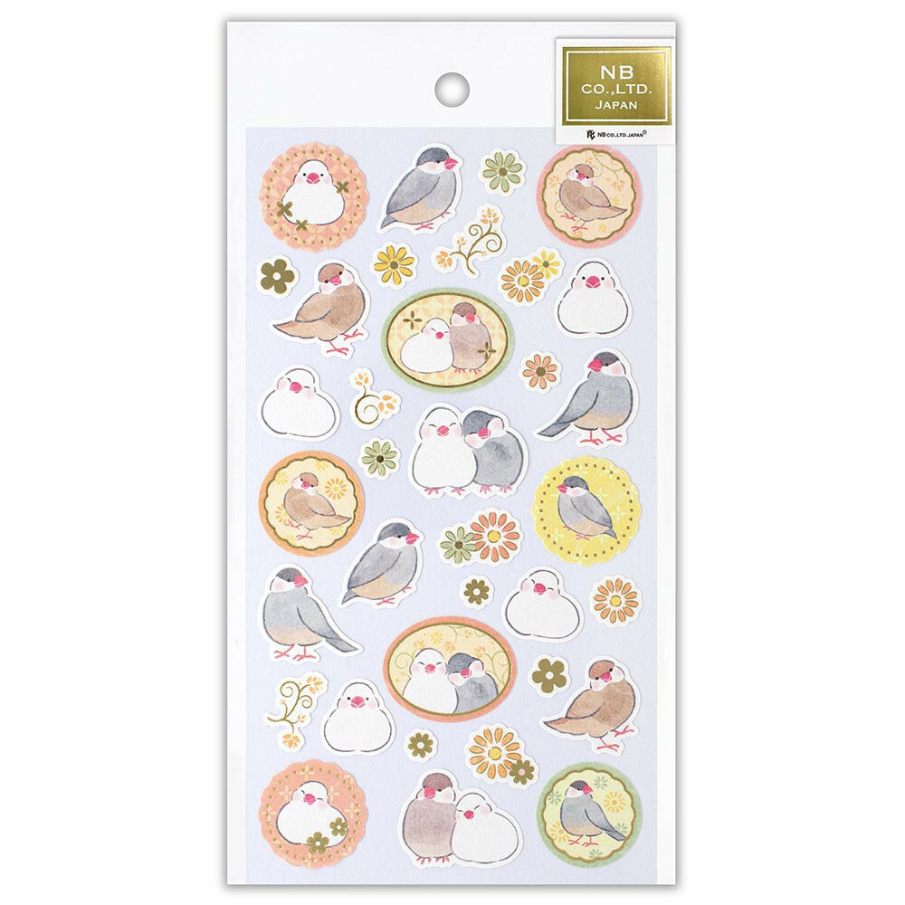 和風シール 文鳥 優ふみ 金箔押し加工