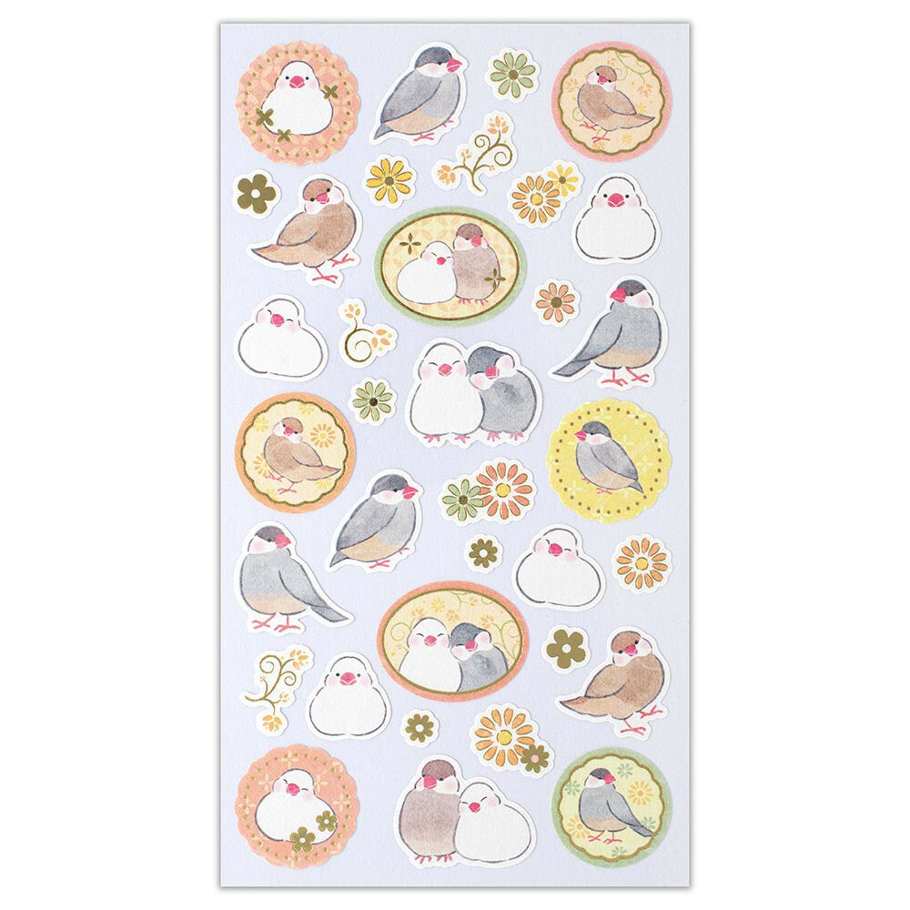和風シール 文鳥 優ふみ 金箔押し加工
