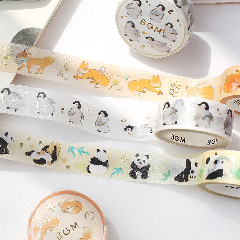 マスキングテープ 走るペンギン 箔押し加工