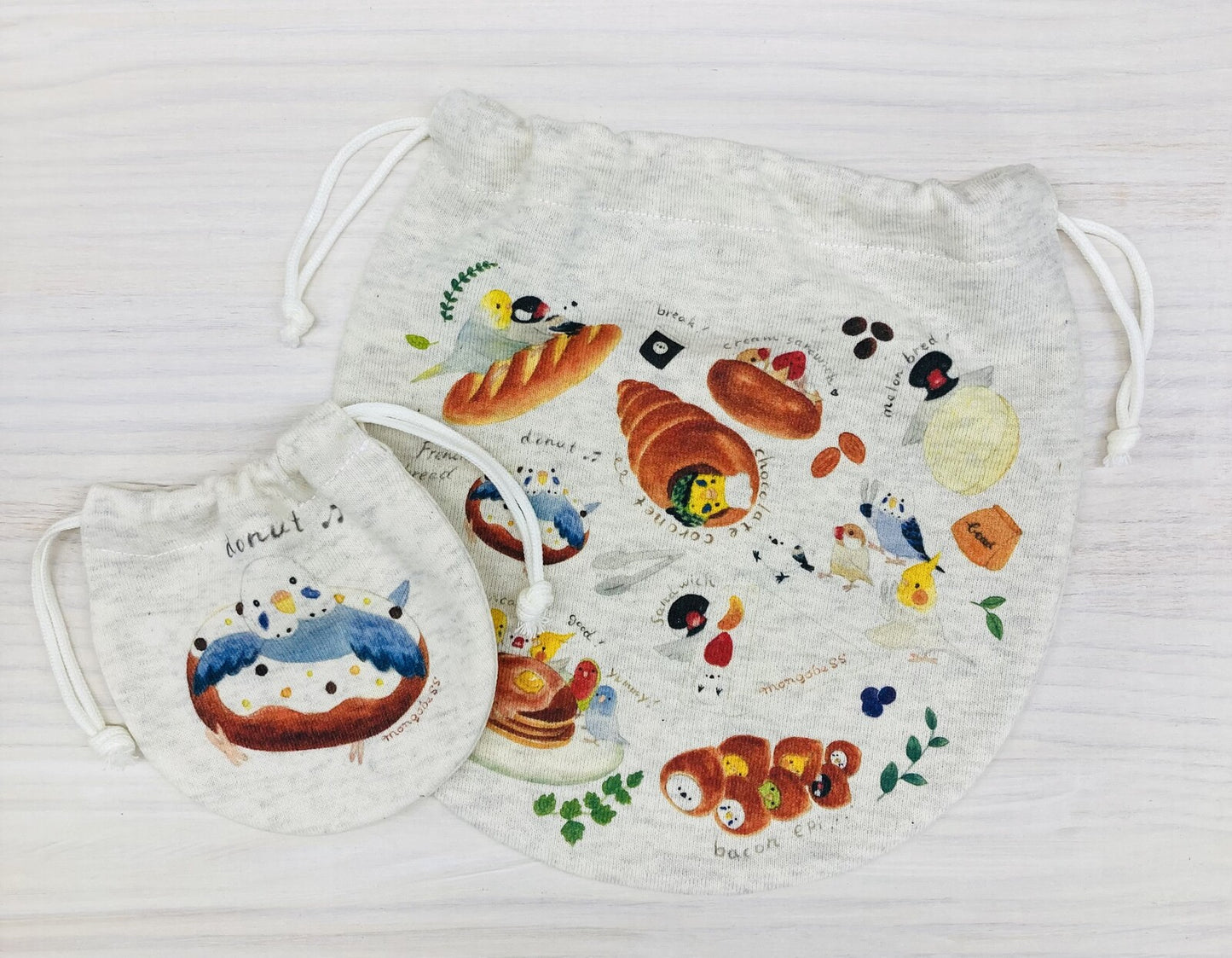 巾着 ことりミックスパン Mサイズ