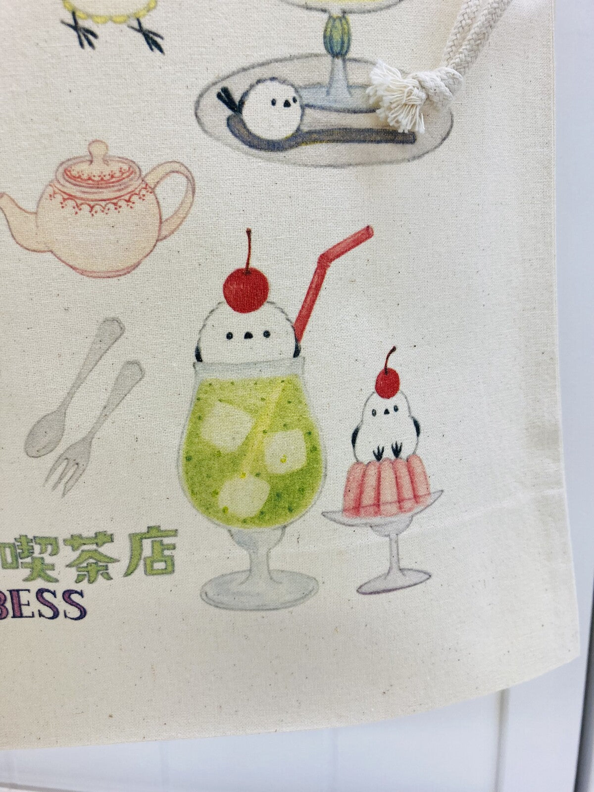 巾着トートバッグ エコバッグ シマエナガ喫茶店 5オンス