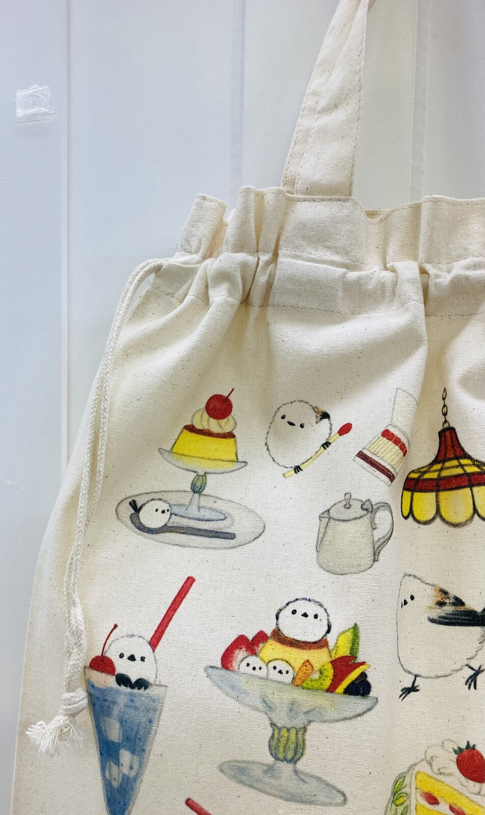 巾着トートバッグ エコバッグ シマエナガ喫茶店 5オンス