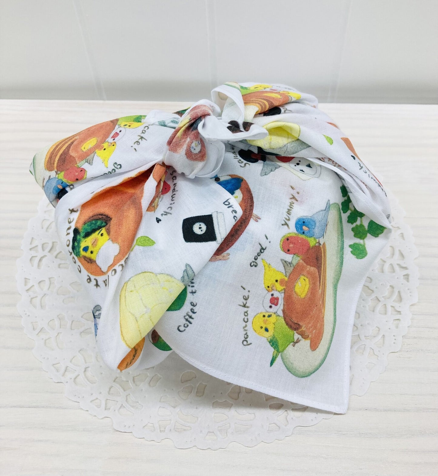 大判ハンカチ ランチクロス ボタニカル文鳥 40x40cm