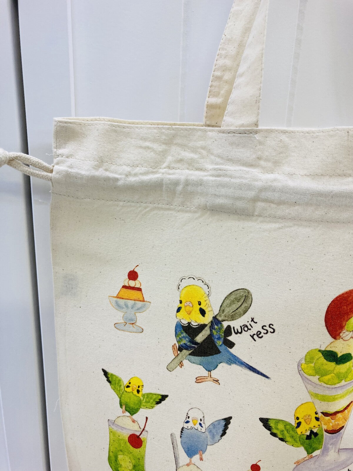 巾着トートバッグ エコバッグ パーラーセキセイ 5オンス セキセイインコ