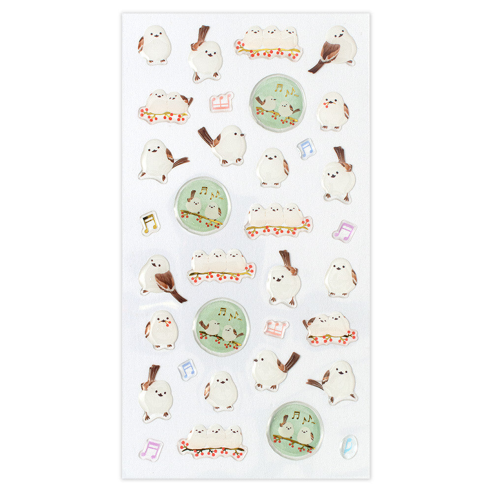 レジンシール シマエナガ 金箔押し加工 エポキシ樹脂加工 - Sweet Birdie Boutique
