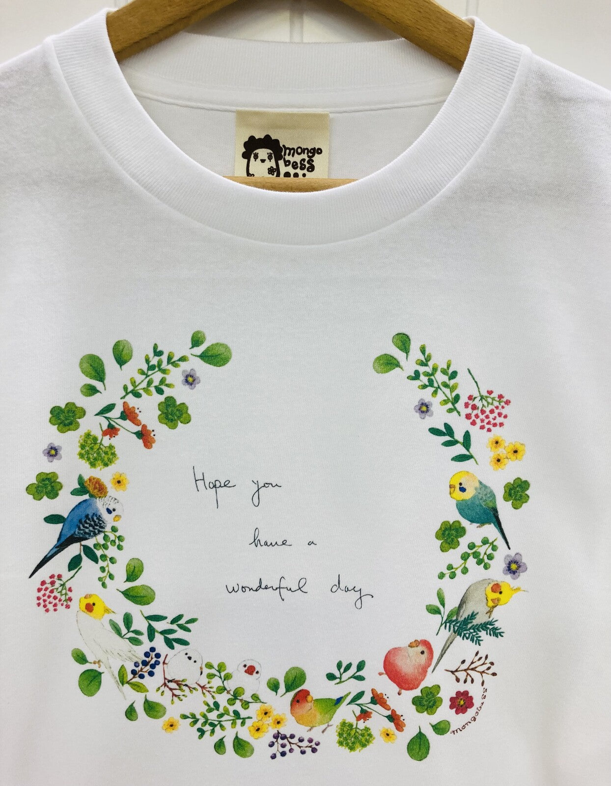 ビッグTシャツ 小鳥のリース(胸リースプリント) 受注製作 送料無料 クーポン利用不可