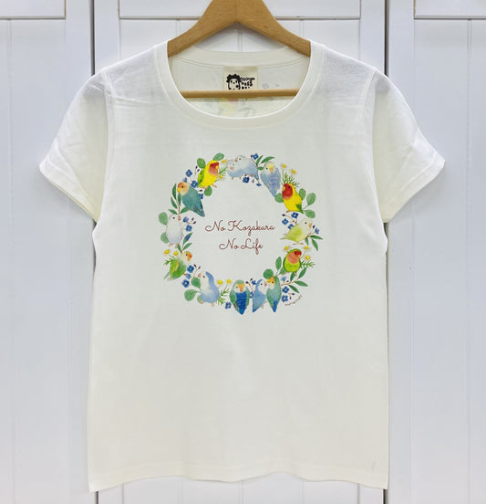 レディースTシャツ コザクラインコだけのリース 受注製作 送料無料 クーポン利用不可
