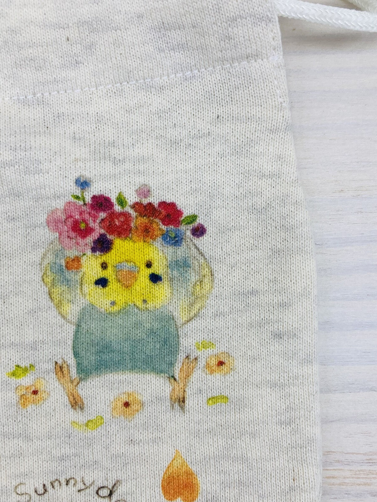 巾着 花しずくとことり Mサイズ