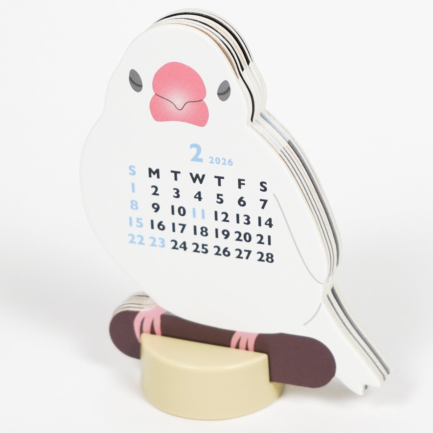 2026年度版 ダイカットカレンダー ミニ 文鳥 スタンドタイプ