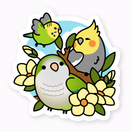 Chubby Bird 仲良しインコ ステッカー セキセイインコ オカメインコ オキナインコ スタンダードサイズ 防水仕様 貼り直し可 厚手 PVC素材 クーポン利用不可