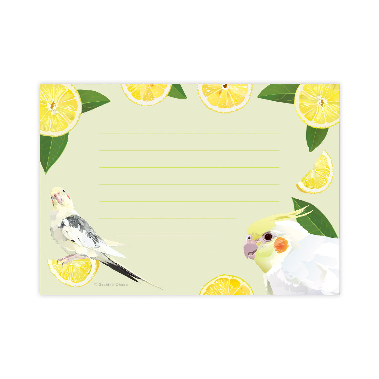 メモ帳 とりアート レモンレモン オカメインコ