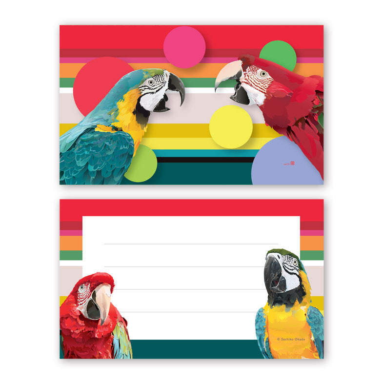 名刺サイズメモカード とりアート コンゴウインコ 2