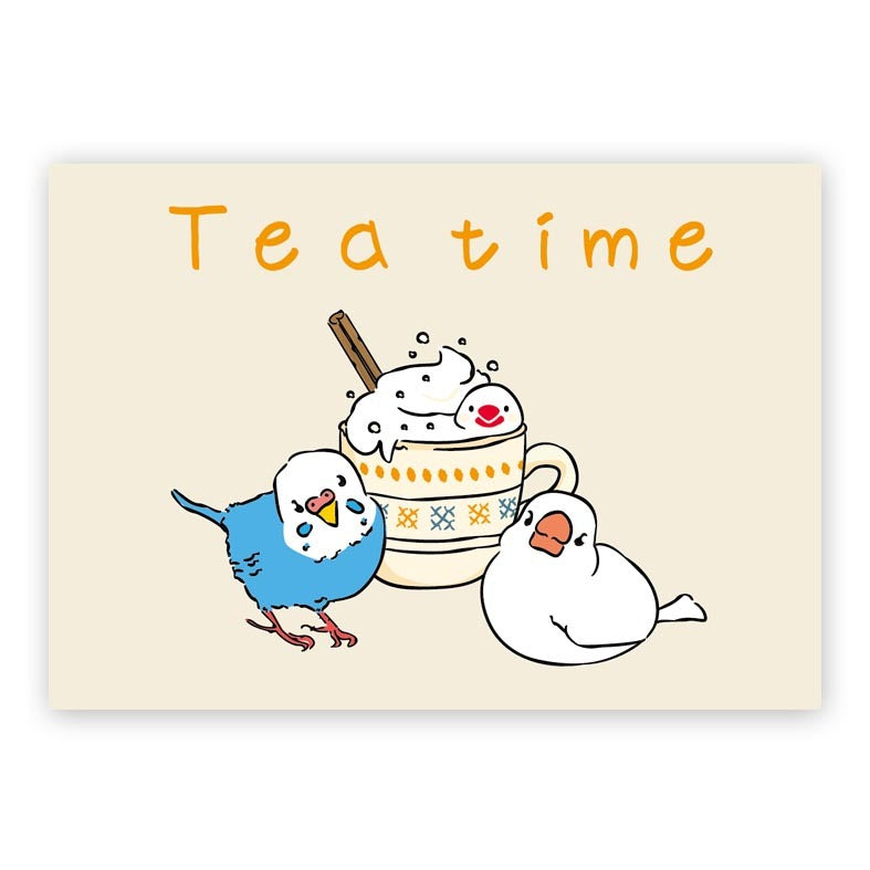 メモ帳 Tea Time セキセイインコ 白文鳥