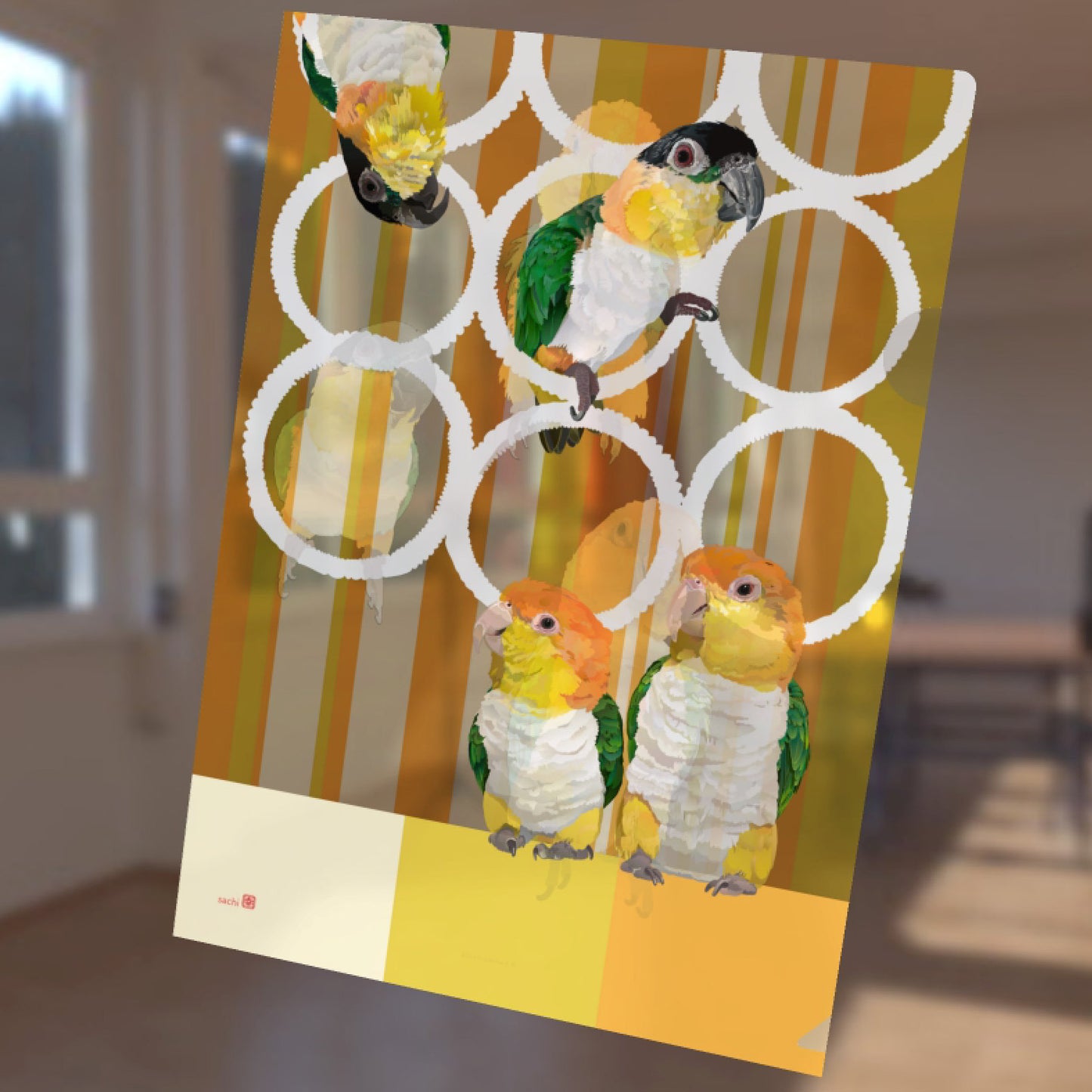 A4 クリアファイル とりアート シロハラ×ズグロ シロハラインコ ズグロシロハラインコ