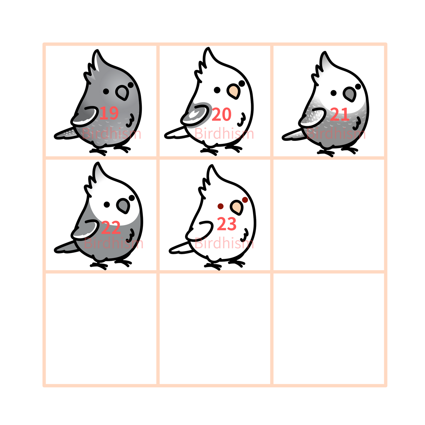 Chubby Bird 木製チャーム オカメインコ 23種 受注製作 クーポン利用不可