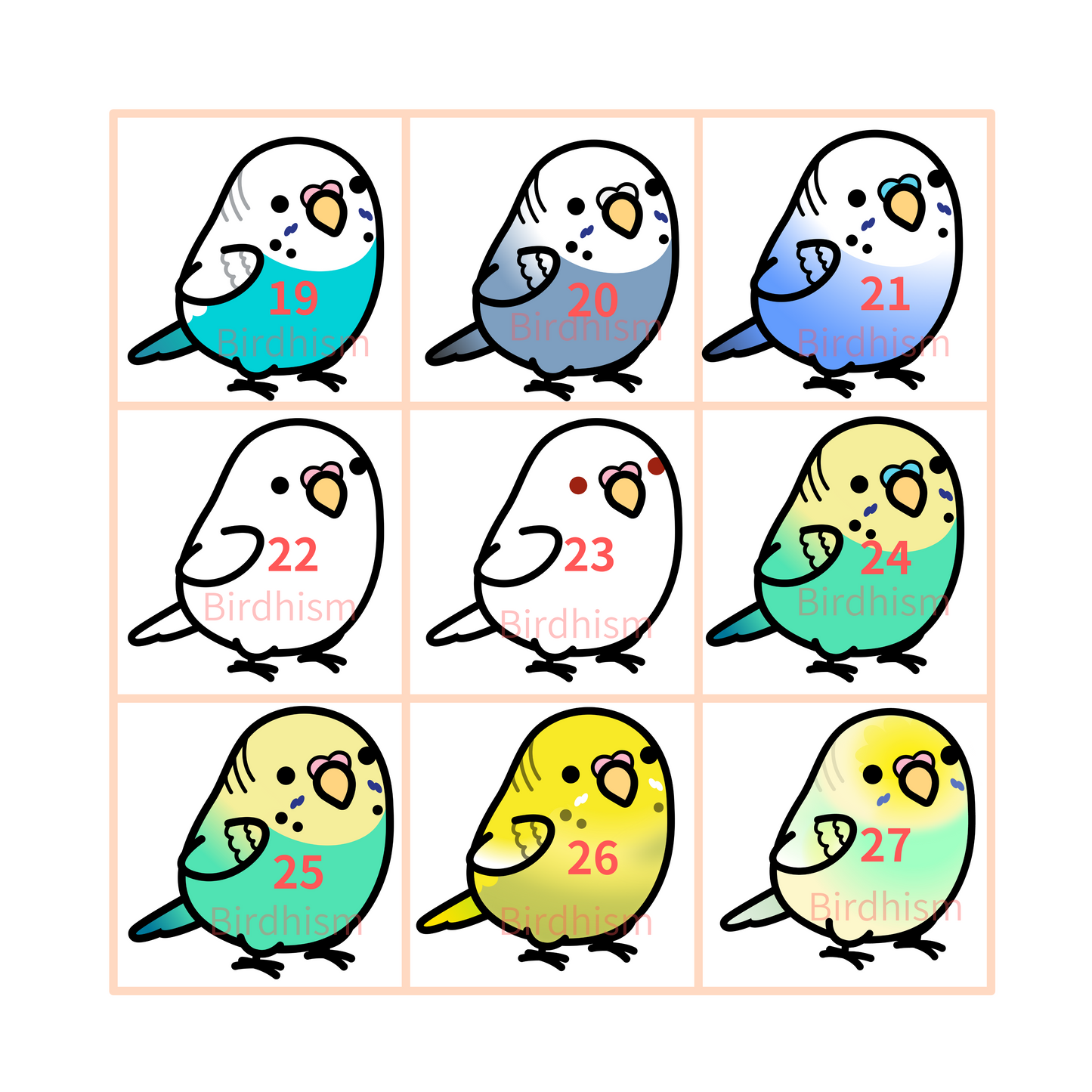 Chubby Bird 木製キーホルダー セキセイインコ 31種 受注製作 クーポン利用不可