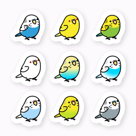 Chubby Bird  セキセイインコ　ステッカー　ミニサイズ　防水仕様　貼り直し可　厚手　PVC素材　クーポン利用不可