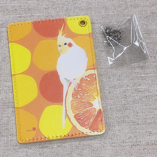 パスケース とりアート  オレンジオカメ オカメインコ