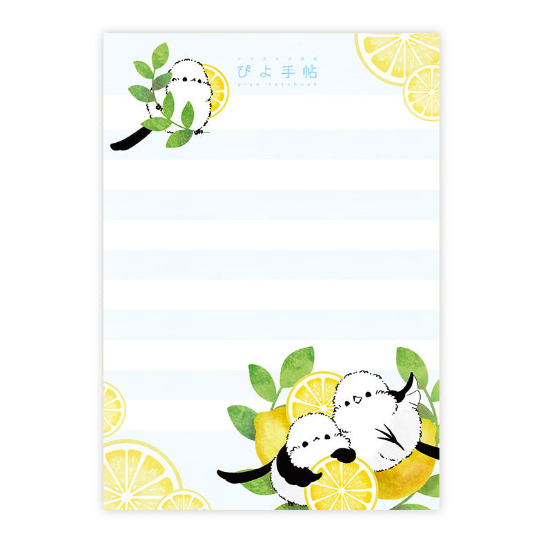 メモ帳 シマエナガとレモン ストライプ (タテ型)