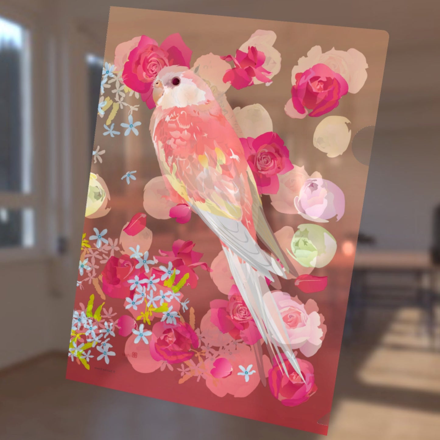 A4 クリアファイル とりアート アキクサインコ ばらいろインコ