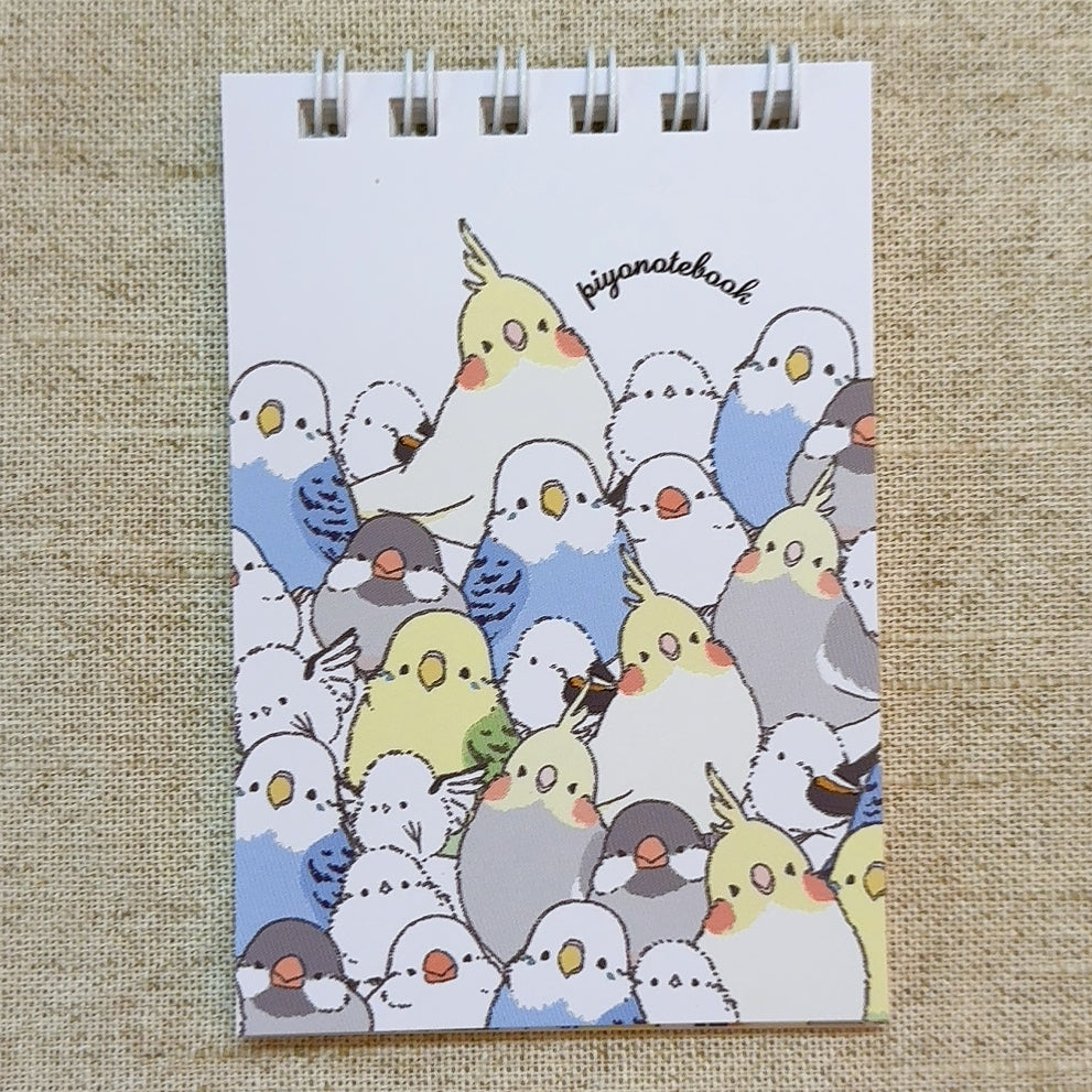 ミニリングメモ シマエナガのインコと文鳥がいっぱい
