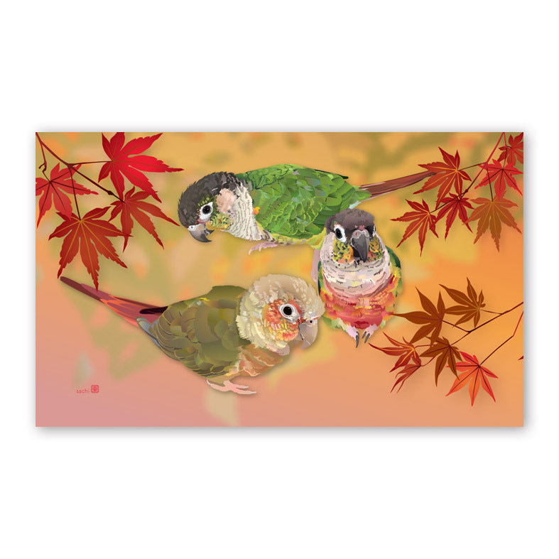 名刺サイズメモカード とりアート 秋ウロコ ウロコインコ