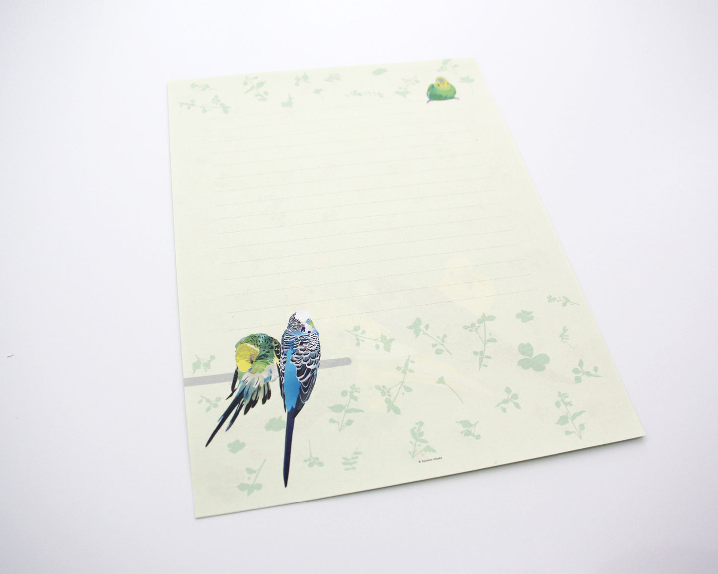 レターセット とりアート セキセイインコとひよこ草