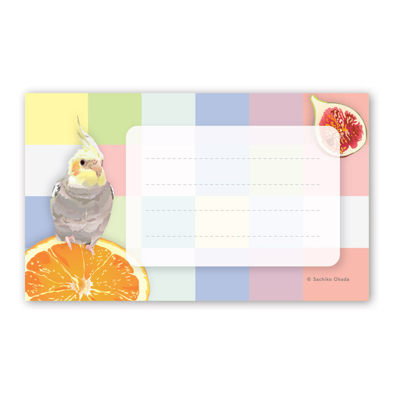 名刺サイズメモカード とりアート LOOKUP オカメインコ