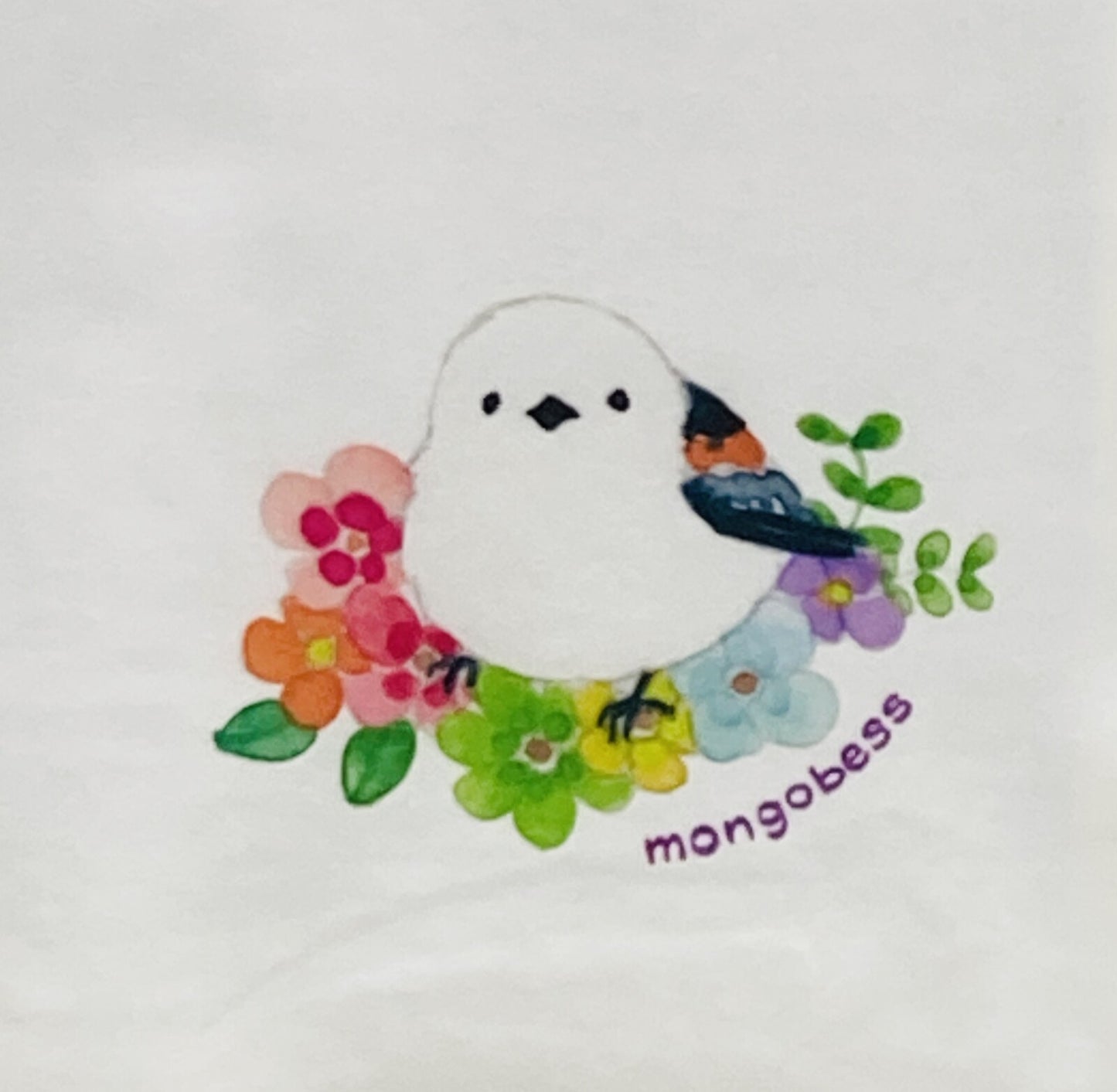 レディースTシャツ フラワーことりシリーズ シマエナガ 受注製作 送料無料 クーポン利用不可
