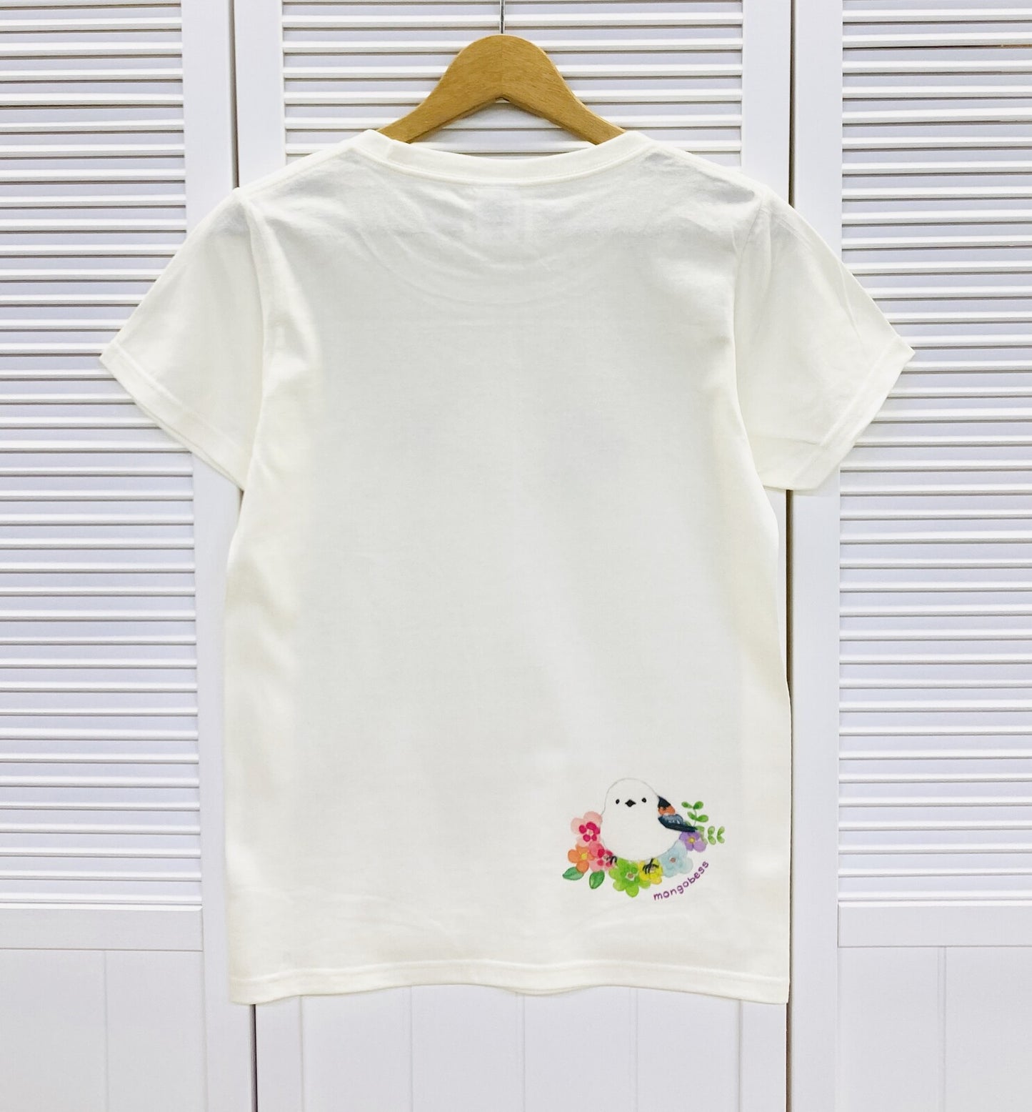 レディースTシャツ フラワーことりシリーズ シマエナガ 受注製作 送料無料 クーポン利用不可