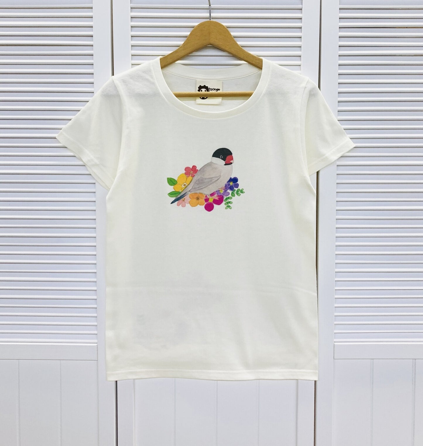 レディースTシャツ フラワーことりシリーズ 桜文鳥 受注製作 送料無料 クーポン利用不可