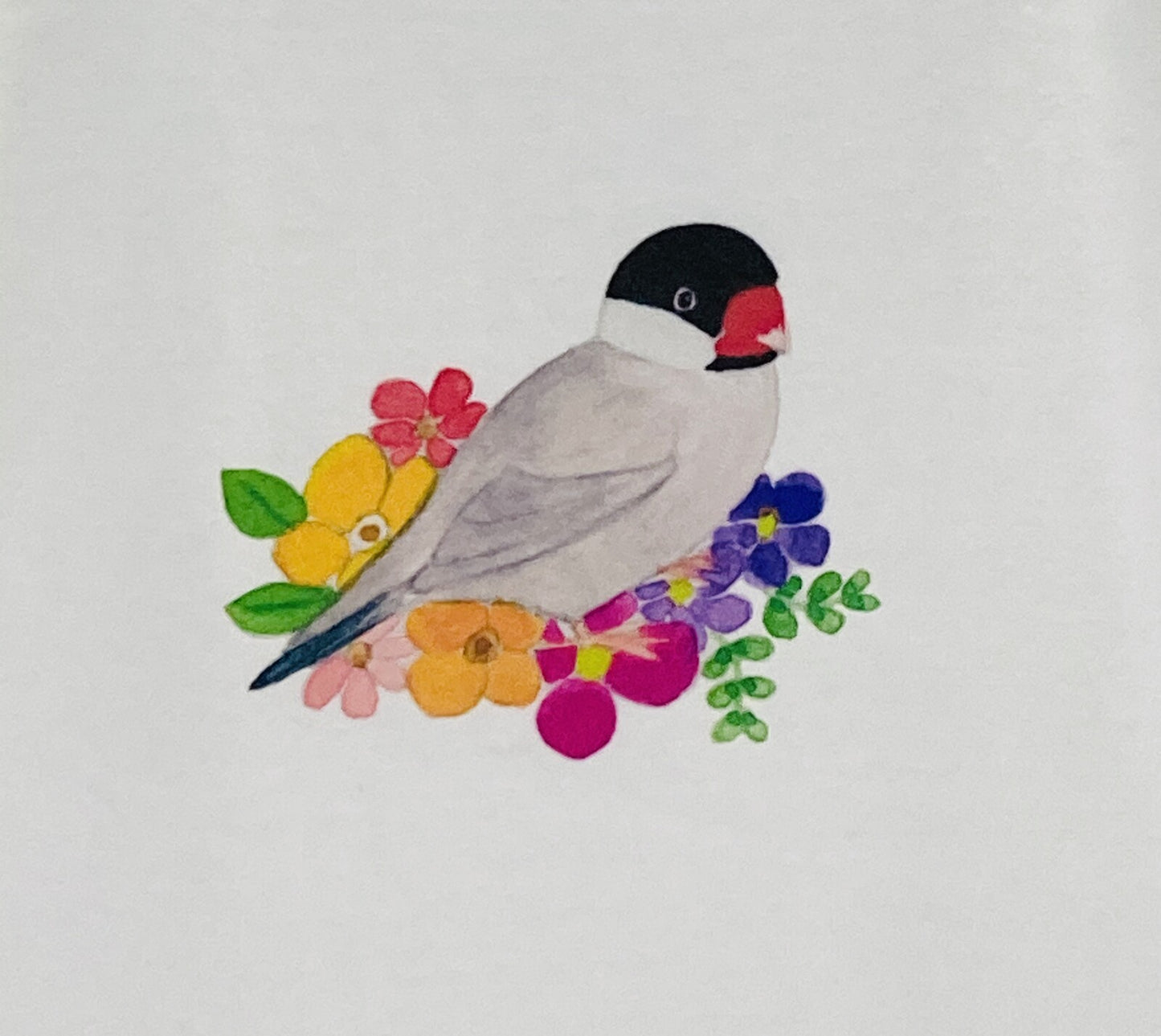 レディースTシャツ フラワーことりシリーズ 桜文鳥 受注製作 送料無料 クーポン利用不可