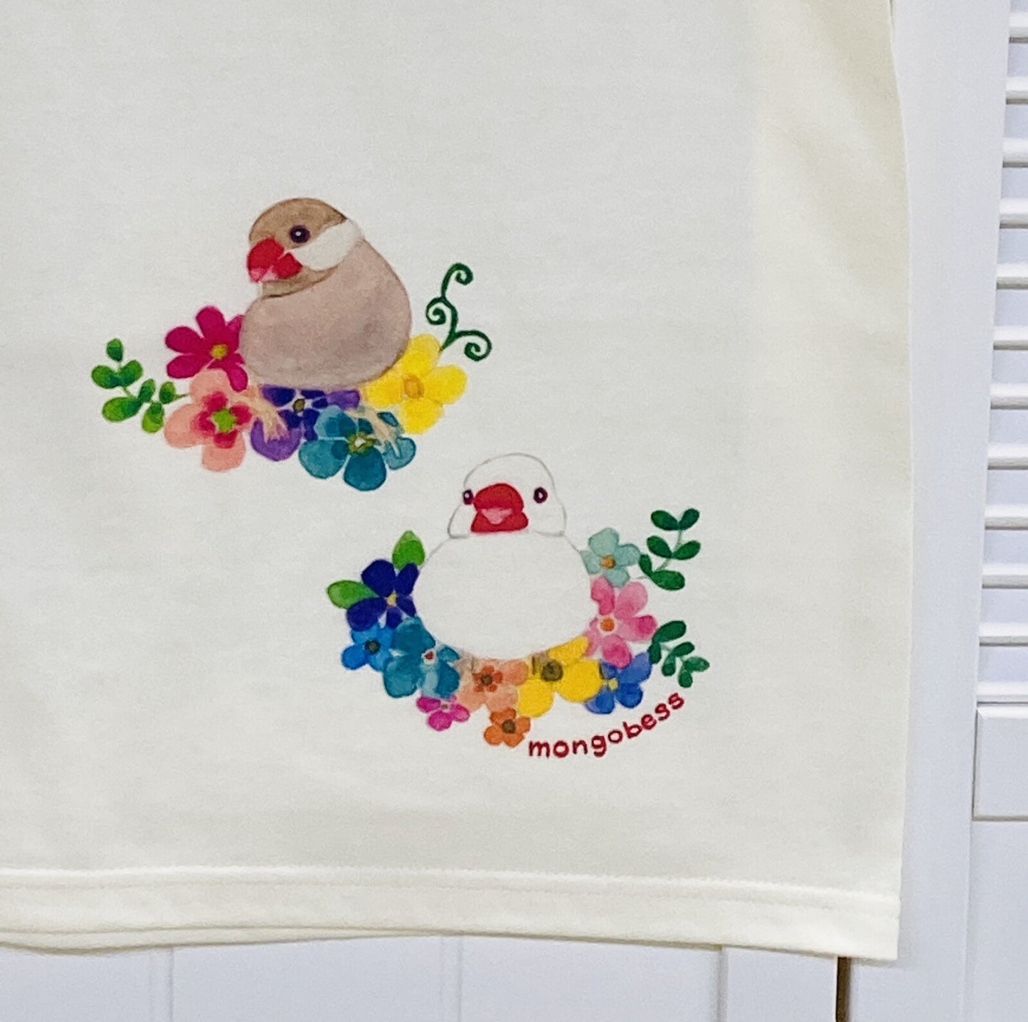 レディースTシャツ フラワーことりシリーズ 桜文鳥 受注製作 送料無料 クーポン利用不可